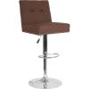 Flash Furniture Ravello Contemporary Adjustable Height Barstool with Accent Nail Trim in Brown Fabric(Brown Fabric)