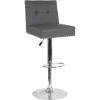 Flash Furniture Ravello Contemporary Adjustable Height Barstool with Accent Nail Trim in Brown Fabric(Gray Leathersoft)