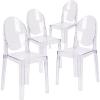 Flash Furniture Revna 4 Pack Revna Ghost Chair with Oval Back in Revna Transparent Crystal(Set of 4)
