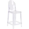 Flash Furniture Revna Ghost Counter Stool with Oval Back in Revna Transparent Crystal(Set of 1)
