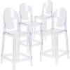 Flash Furniture Revna Ghost Counter Stool with Oval Back in Revna Transparent Crystal(set of 4)