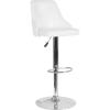 Flash Furniture Trieste Contemporary Adjustable Height Barstool in Black Fabric(White Leathersoft)