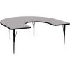 Flash Furniture Wren 60”W x 66”L Horseshoe Yellow Thermal Laminate Activity Table – Height Adjustable Short Legs(Grey)