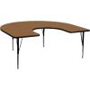 Flash Furniture Wren 60”W x 66”L Horseshoe Yellow Thermal Laminate Activity Table – Height Adjustable Short Legs(Oak)