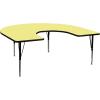 Flash Furniture Wren 60”W x 66”L Horseshoe Yellow Thermal Laminate Activity Table – Height Adjustable Short Legs(Yellow)