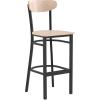Flash Furniture Wright Set of 2 Commercial Barstools – Walnut Wood Boomerang Back – Black Vinyl Seat – 500 LB. Capacity Black Steel Frame – Integrated Footrest(Natural Birch)