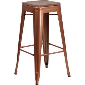 Flash Furniture 30″ High Backless Purple Barstool with Square Wood Seat(Copper)