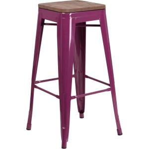 Flash Furniture 30″ High Backless Purple Barstool with Square Wood Seat(Purple)