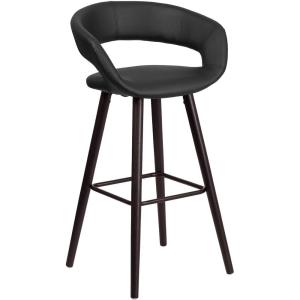 Flash Furniture Brynn Series 29” High Contemporary Cappuccino Wood Barstool in Black Vinyl(Black)