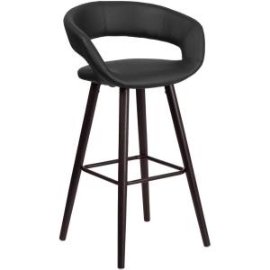 Flash Furniture Brynn Series 29” High Contemporary Cappuccino Wood Barstool in Black Vinyl(White)
