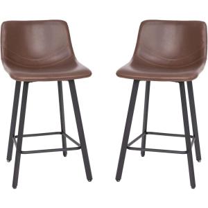 Flash Furniture Caleb Modern Armless 24 Inch Counter Height Stools Commercial Grade w/Footrests and Matte Metal Frames, Set of 2