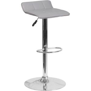 Flash Furniture Carmel Series 24″ High Transitional Walnut Counter Height Stool with Nail Trim in Black LeatherSoft(Grey)