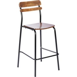 Flash Furniture Cyprus Commercial Grade Wood Bar Stool, Metal Frame, Solid Wood Seat and Back, Floor Glides, White/Antique White(Antique Copper)