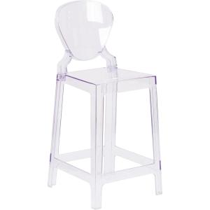 Flash Furniture Ghost Counter Stool with Tear Back in Transparent Crystal(Pack of 1)