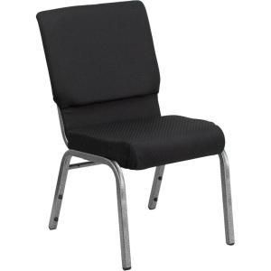 Flash Furniture HERCULES Series 18.5”W Stacking Church Chair in Black Patterned Fabric – Silver Vein Frame, 25″D x 19.25″W x 33.25″H(Black Patterned Fabric/Silver Vein Frame)
