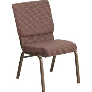 Flash Furniture HERCULES Series 18.5”W Stacking Church Chair in Black Patterned Fabric – Silver Vein Frame, 25″D x 19.25″W x 33.25″H(Brown Dot Fabric/Gold Vein Frame)