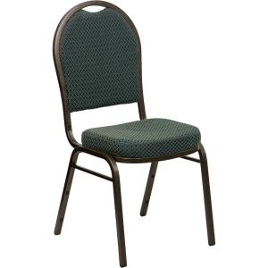 Flash Furniture HERCULES Series Dome Back Stacking Banquet Chair in Navy Patterned Fabric – Gold Frame(Green Patterned Fabric/Gold Vein Frame)