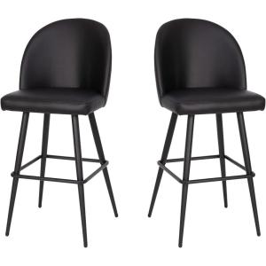Flash Furniture Lyla Commercial Grade Modern Armless Barstools – Black LeatherSoft Upholstery – 30″ Barstool – Contoured Backrest – Steel Frame & Footrest – Set of 2(Black Leathersoft)