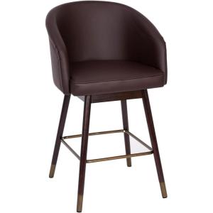 Flash Furniture Margo Commercial Grade Mid-Back Barstool – Black LeatherSoft Upholstery – Walnut Finish Beechwood Legs with Soft Bronze Accents – 30″ Bar Stool(Brown/Walnut)