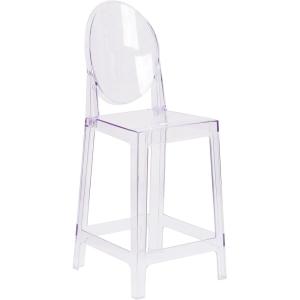 Flash Furniture Revna Ghost Counter Stool with Oval Back in Revna Transparent Crystal(Set of 1)