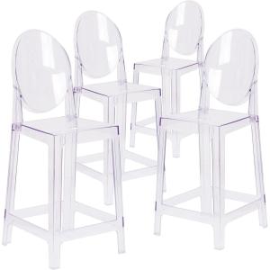 Flash Furniture Revna Ghost Counter Stool with Oval Back in Revna Transparent Crystal(set of 4)