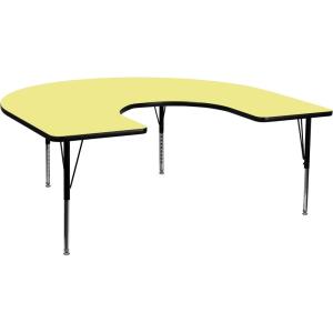 Flash Furniture Wren 60”W x 66”L Horseshoe Yellow Thermal Laminate Activity Table – Height Adjustable Short Legs(Yellow)