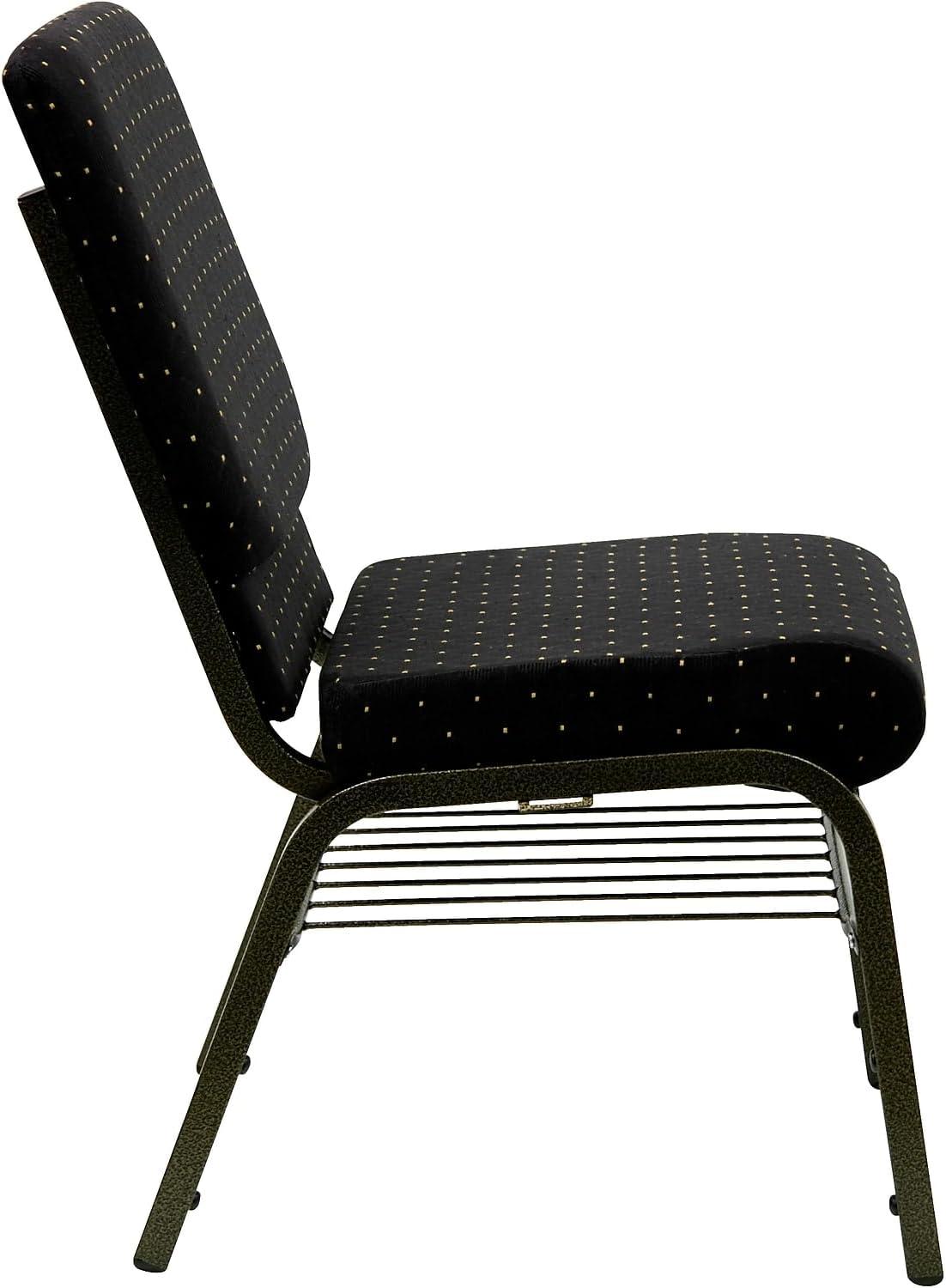 image:imageFlash Furniture 4 Pack HERCULES Series 185W Church Chair in Black Fabric with Book Rack Silver Vein FrameBlack Dot Patterned FabricGold Vein Frame