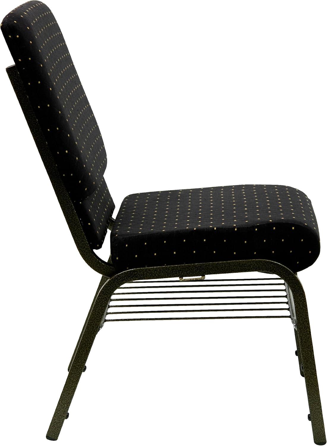 image:imageFlash Furniture 4 Pack HERCULES Series 185W Church Chair in Black Fabric with Book Rack Silver Vein FrameBlack Dot Patterned FabricGold Vein Frame