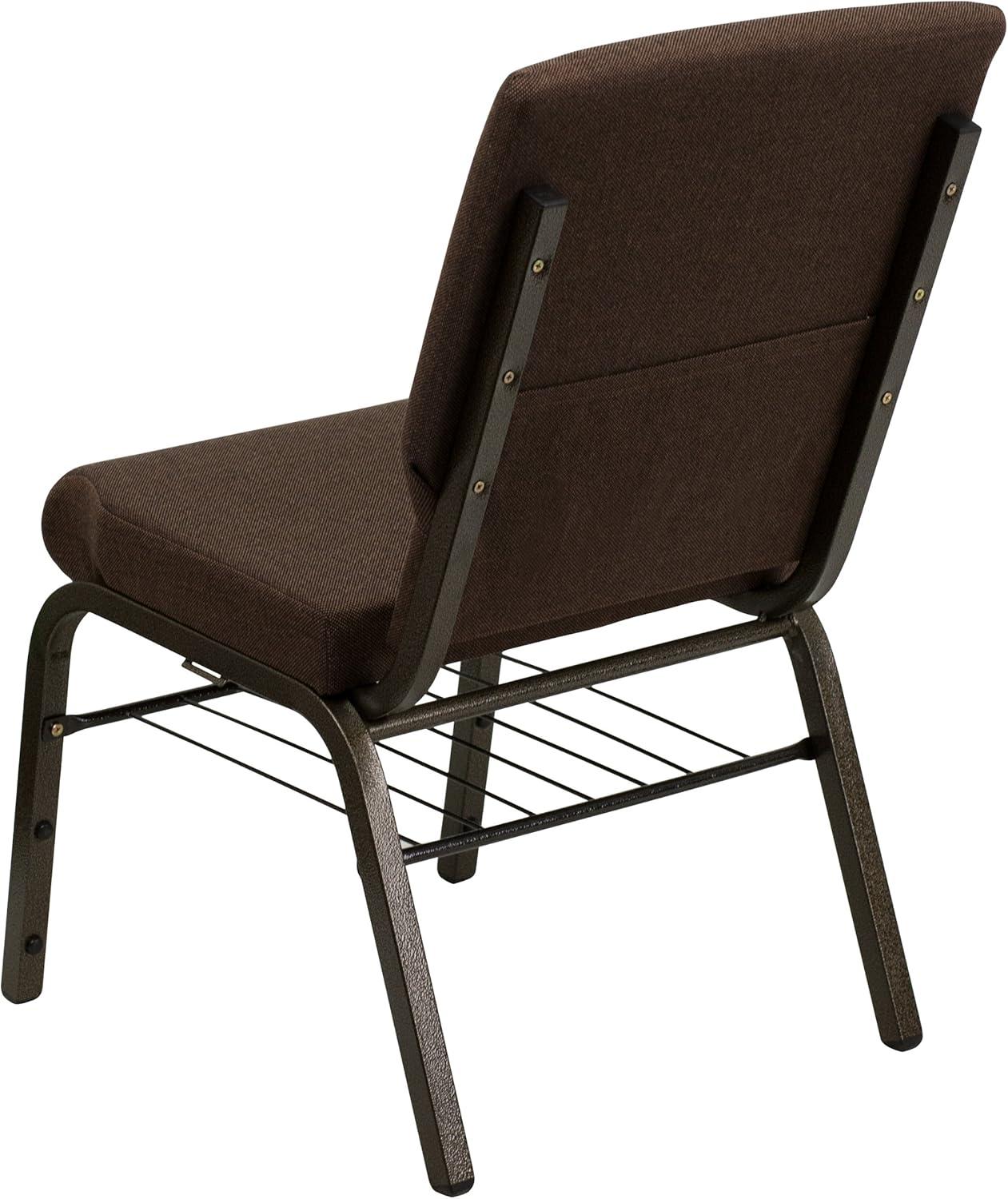 image:imageFlash Furniture 4 Pack HERCULES Series 185W Church Chair in Black Fabric with Book Rack Silver Vein FrameBrown FabricGold Vein Frame