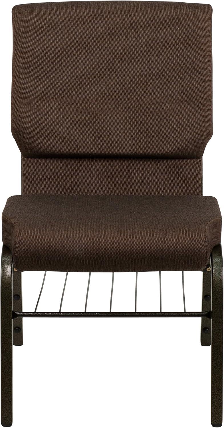image:imageFlash Furniture 4 Pack HERCULES Series 185W Church Chair in Black Fabric with Book Rack Silver Vein FrameBrown FabricGold Vein Frame