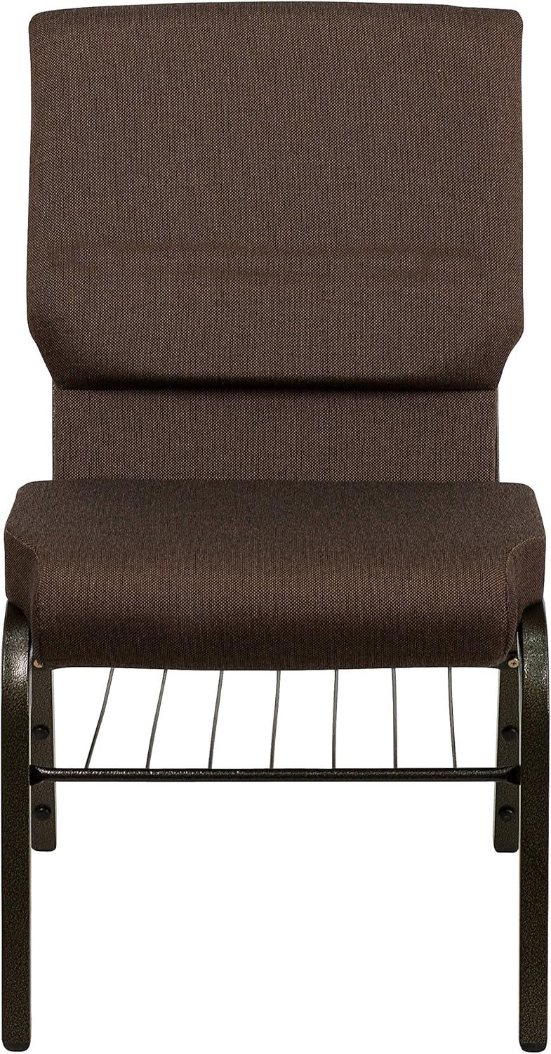 image:imageFlash Furniture 4 Pack HERCULES Series 185W Church Chair in Black Fabric with Book Rack Silver Vein FrameBrown FabricGold Vein Frame