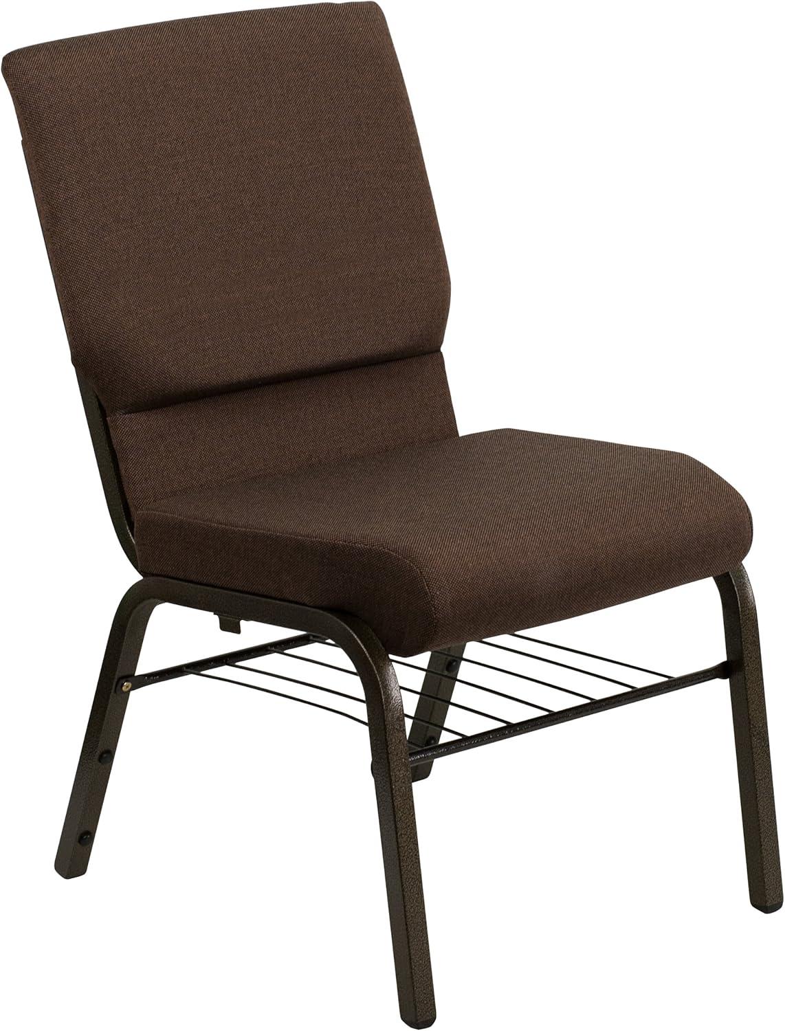 image:imageFlash Furniture 4 Pack HERCULES Series 185W Church Chair in Black Fabric with Book Rack Silver Vein FrameBrown FabricGold Vein Frame