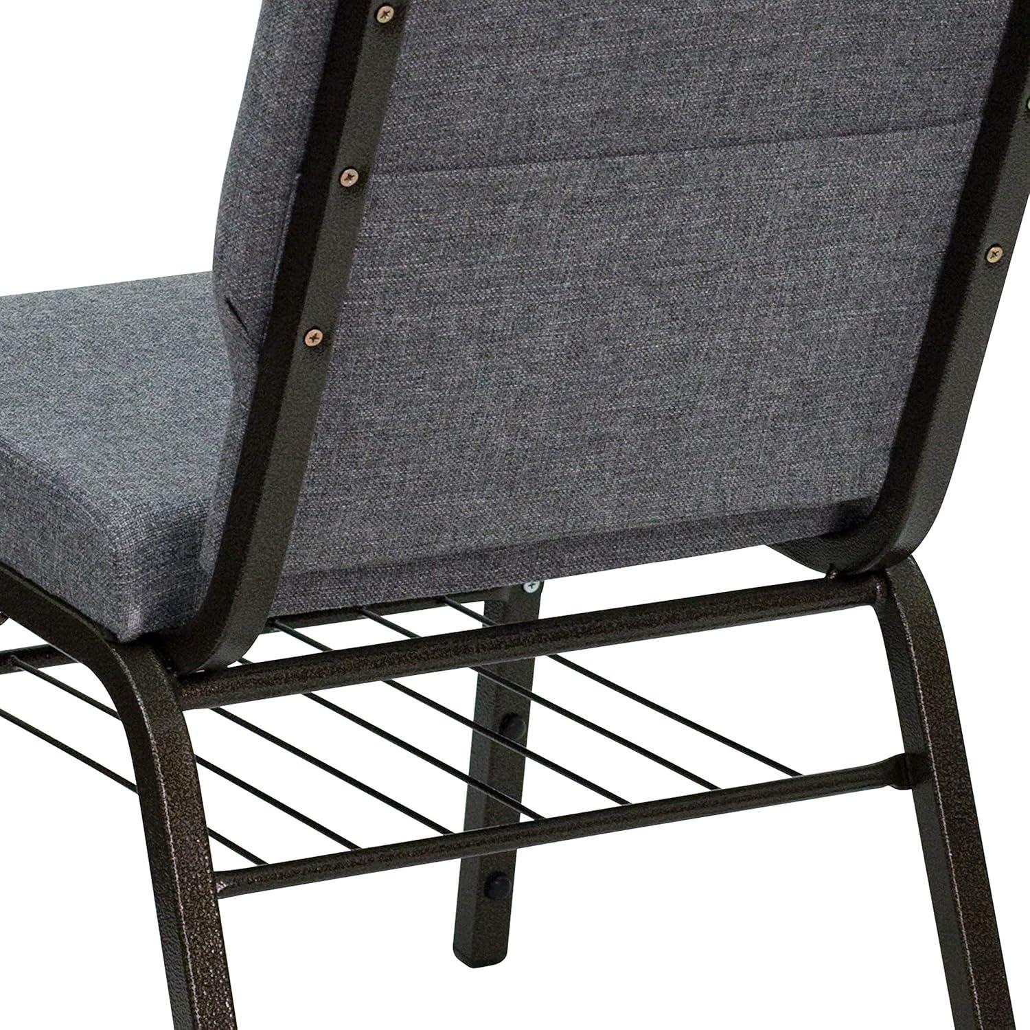 image:imageFlash Furniture 4 Pack HERCULES Series 185W Church Chair in Black Fabric with Book Rack Silver Vein FrameGray FabricGold Vein Frame