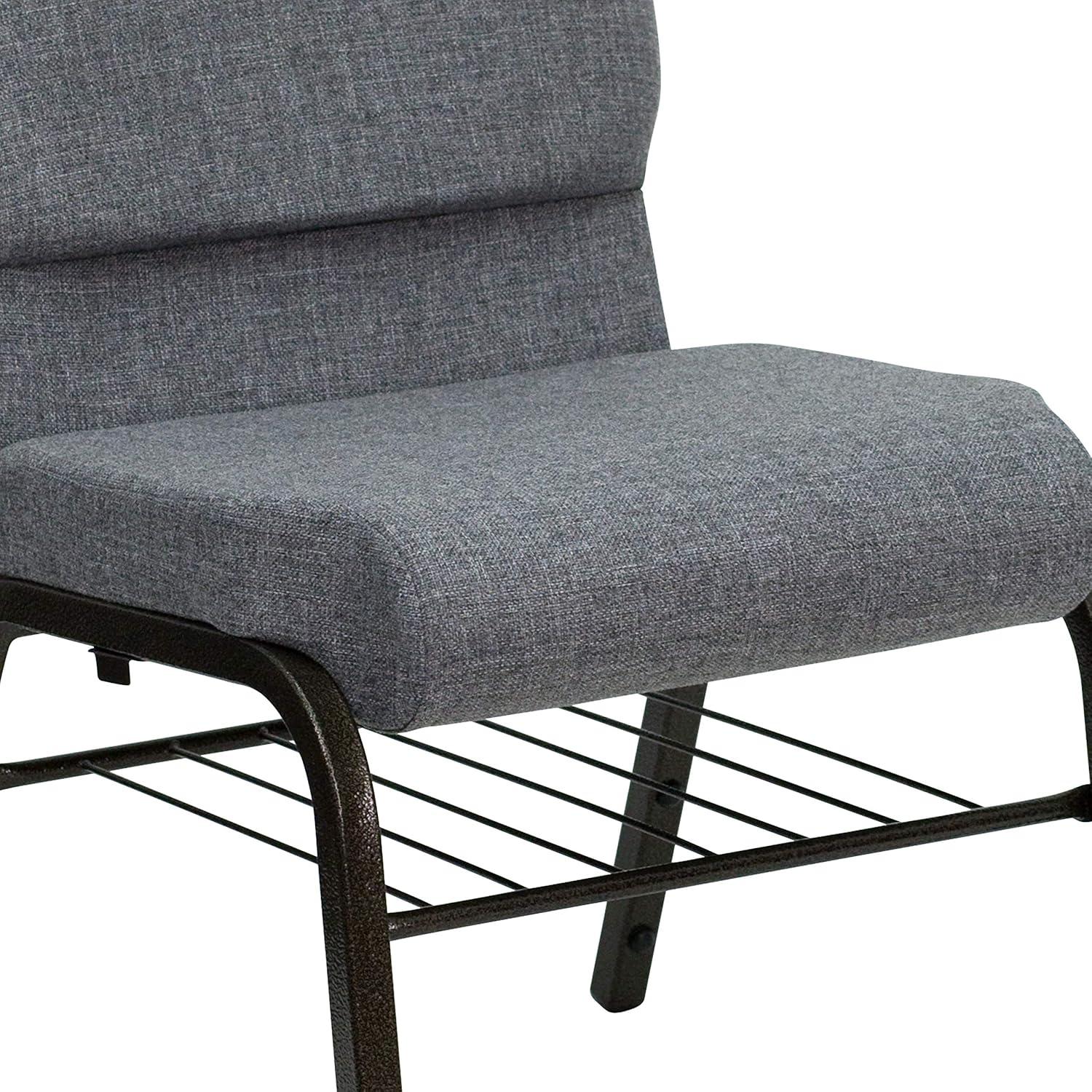 image:imageFlash Furniture 4 Pack HERCULES Series 185W Church Chair in Black Fabric with Book Rack Silver Vein FrameGray FabricGold Vein Frame