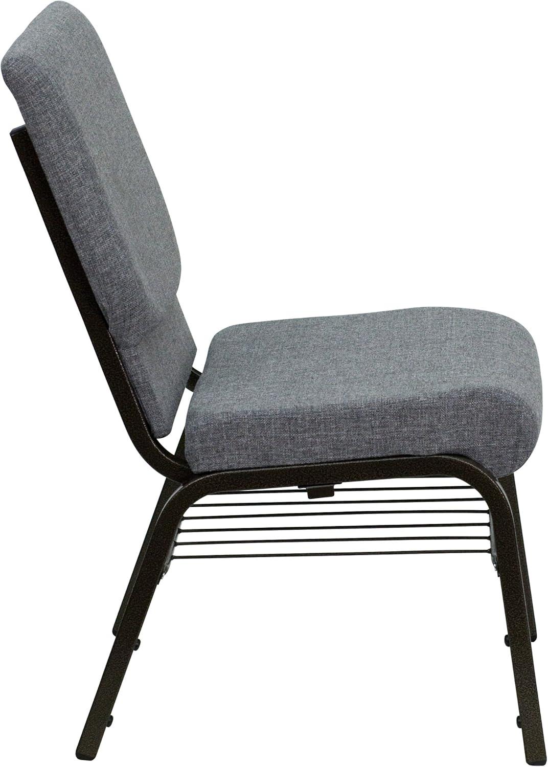 image:imageFlash Furniture 4 Pack HERCULES Series 185W Church Chair in Black Fabric with Book Rack Silver Vein FrameGray FabricGold Vein Frame