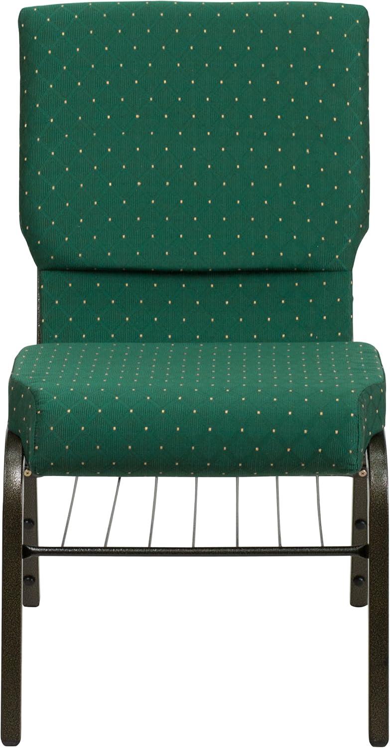 image:imageFlash Furniture 4 Pack HERCULES Series 185W Church Chair in Black Fabric with Book Rack Silver Vein FrameGreen Patterned FabricGold Vein Frame