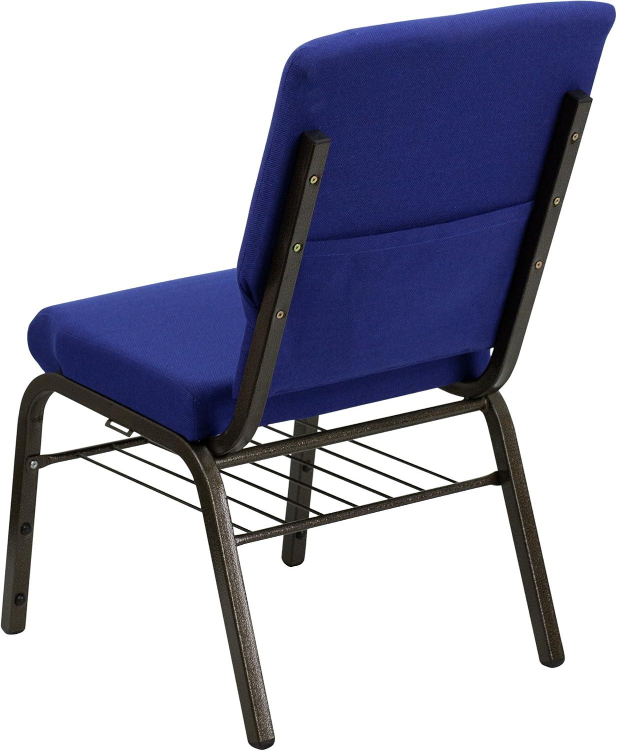 image:imageFlash Furniture 4 Pack HERCULES Series 185W Church Chair in Black Fabric with Book Rack Silver Vein FrameNavy Blue FabricGold Vein Frame