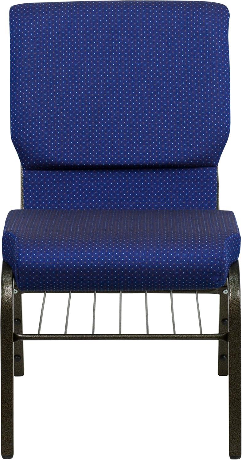 image:imageFlash Furniture 4 Pack HERCULES Series 185W Church Chair in Black Fabric with Book Rack Silver Vein FrameNavy Blue Patterned FabricGold Vein Frame