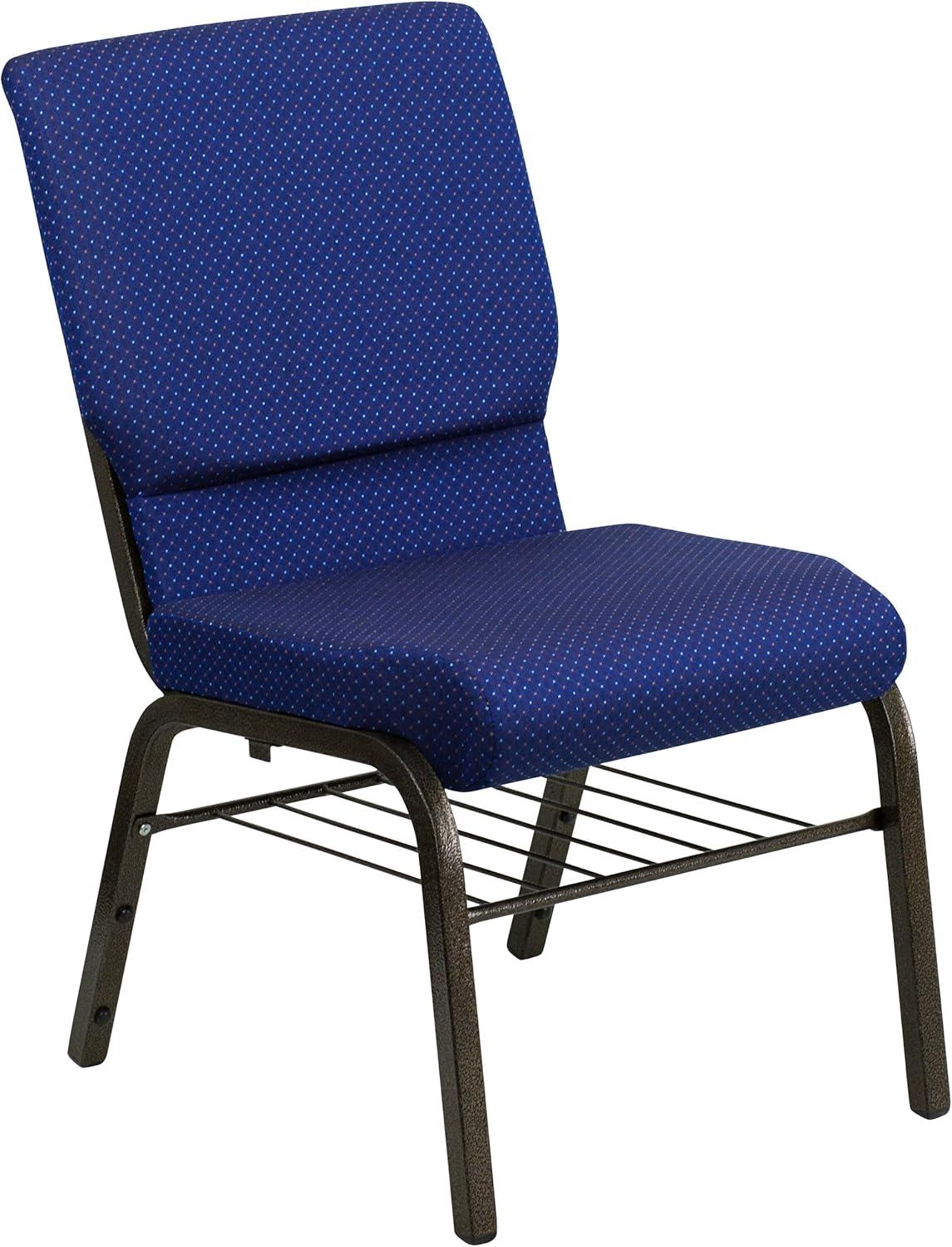 image:imageFlash Furniture 4 Pack HERCULES Series 185W Church Chair in Black Fabric with Book Rack Silver Vein FrameNavy Blue Patterned FabricGold Vein Frame