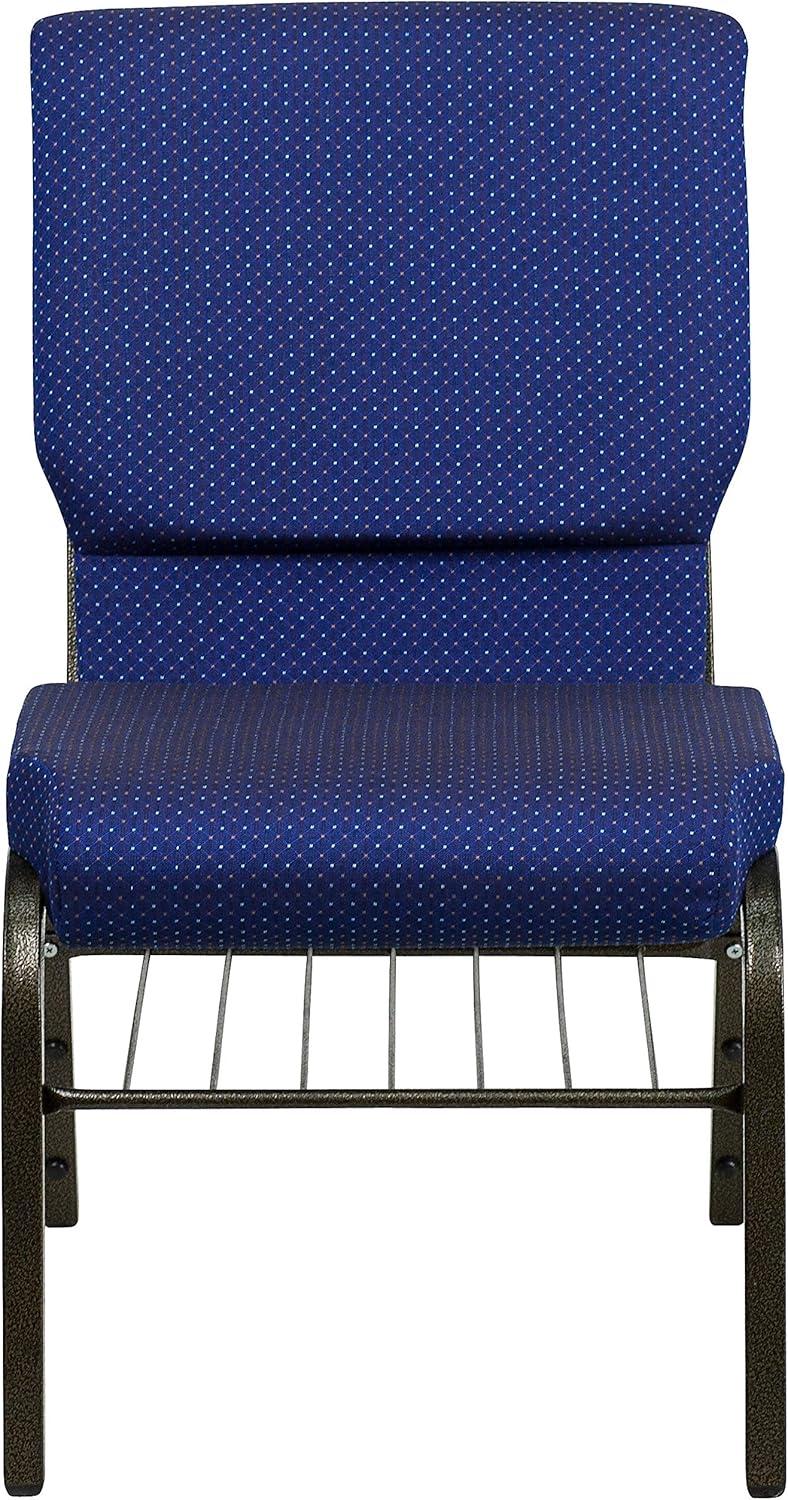 image:imageFlash Furniture 4 Pack HERCULES Series 185W Church Chair in Black Fabric with Book Rack Silver Vein FrameNavy Blue Patterned FabricGold Vein Frame