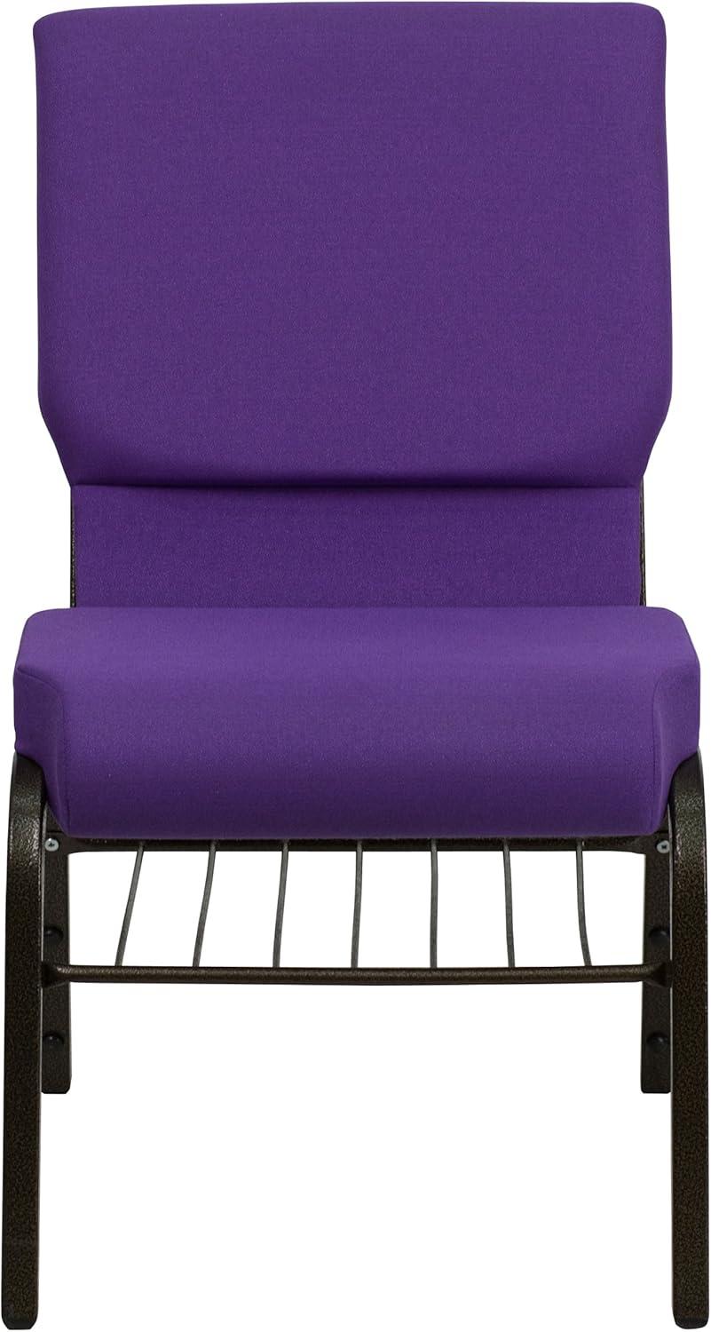 image:imageFlash Furniture 4 Pack HERCULES Series 185W Church Chair in Black Fabric with Book Rack Silver Vein FramePurple FabricGold Vein Frame
