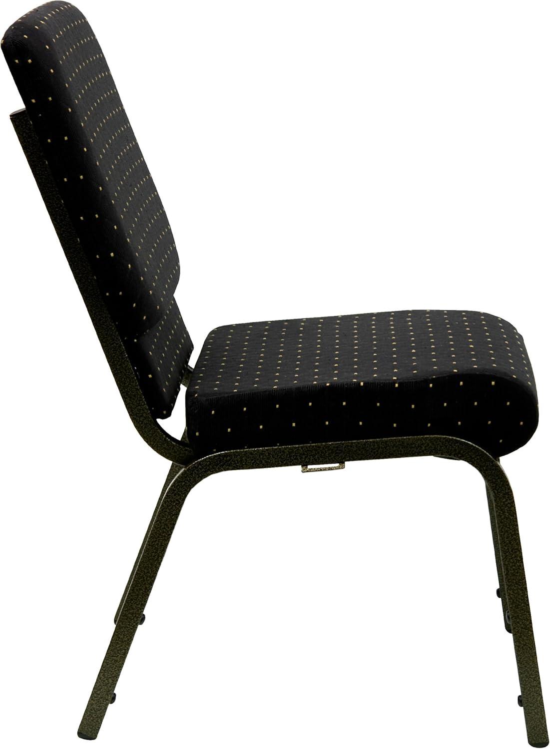 image:imageFlash Furniture 4 Pack HERCULES Series 185W Stacking Church Chair in Black Fabric Silver Vein FrameBlack Dot Patterned FabricGold Vein Frame