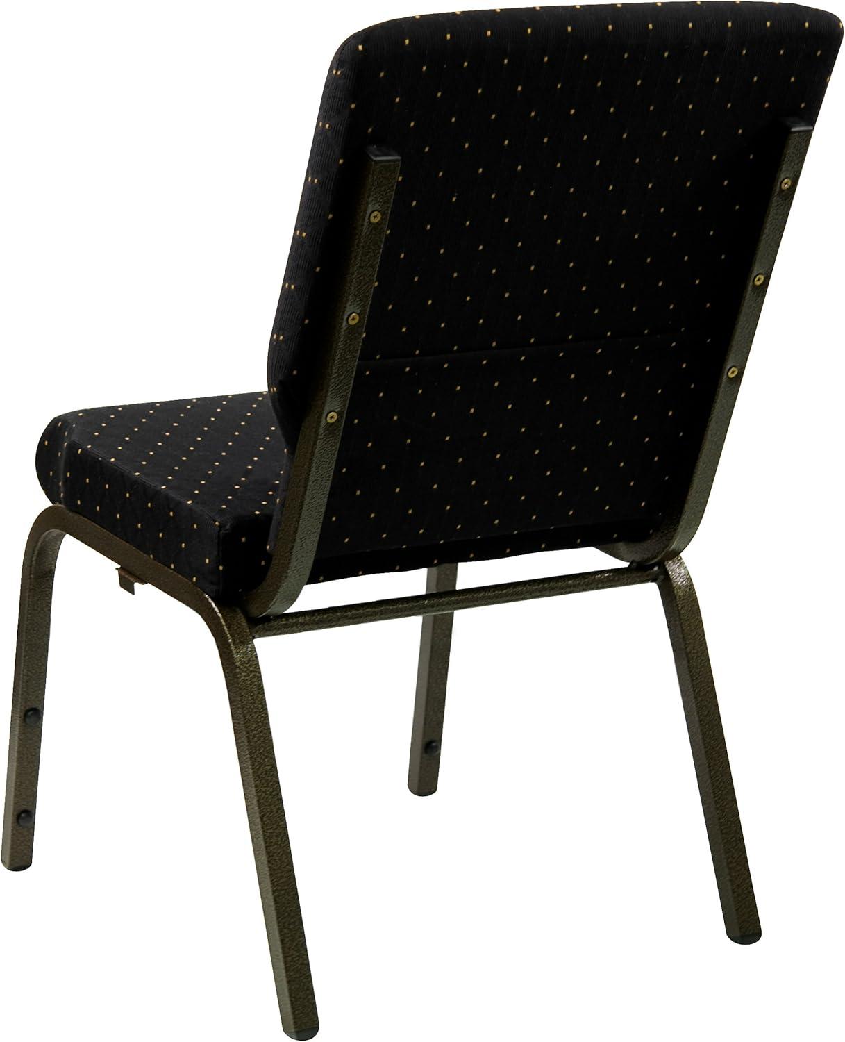 image:imageFlash Furniture 4 Pack HERCULES Series 185W Stacking Church Chair in Black Fabric Silver Vein FrameBlack Dot Patterned FabricGold Vein Frame