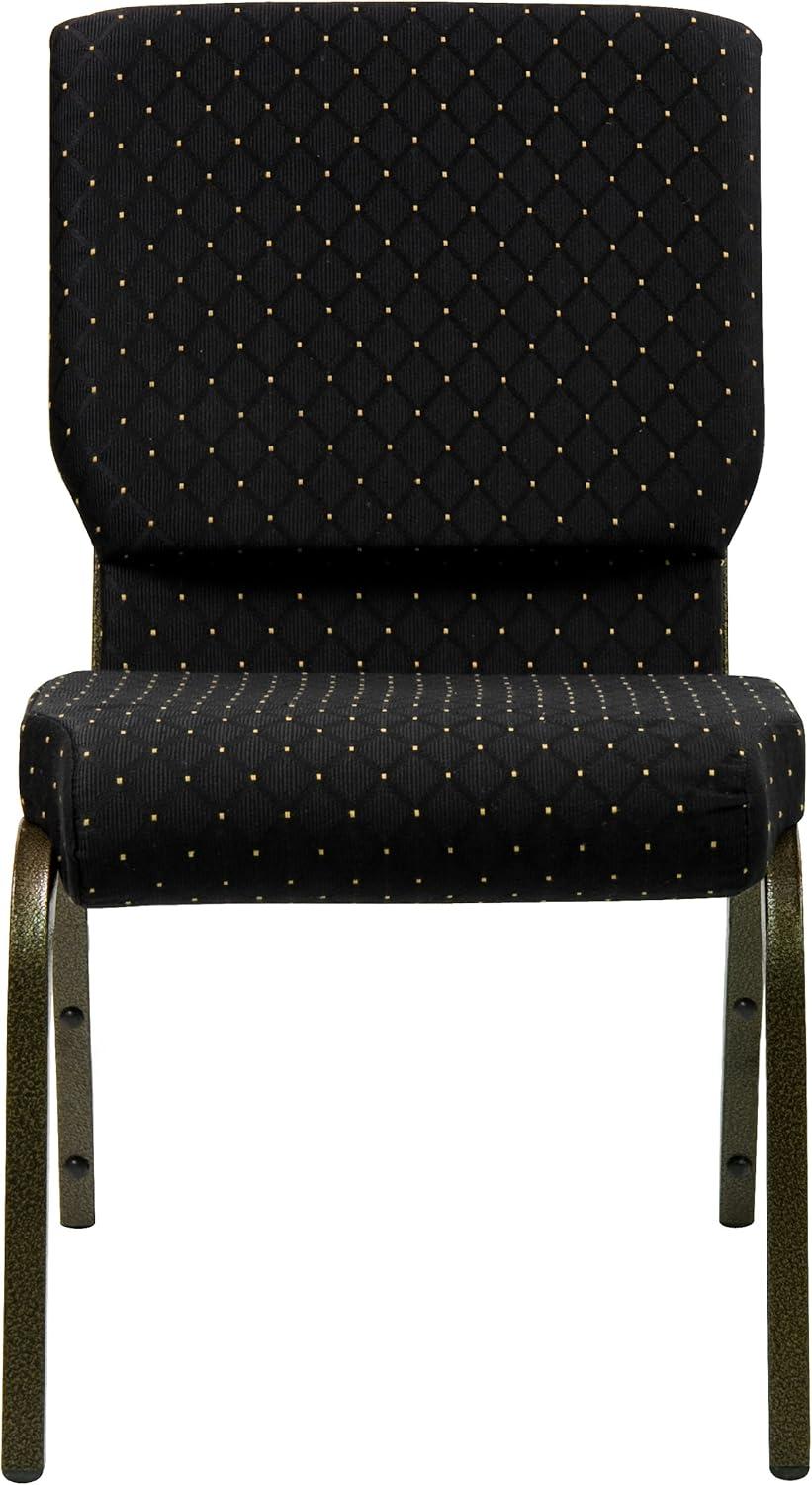 image:imageFlash Furniture 4 Pack HERCULES Series 185W Stacking Church Chair in Black Fabric Silver Vein FrameBlack Dot Patterned FabricGold Vein Frame