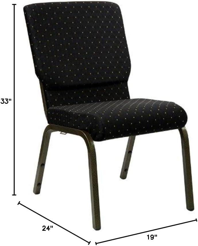 image:imageFlash Furniture 4 Pack HERCULES Series 185W Stacking Church Chair in Black Fabric Silver Vein FrameBlack Dot Patterned FabricGold Vein Frame