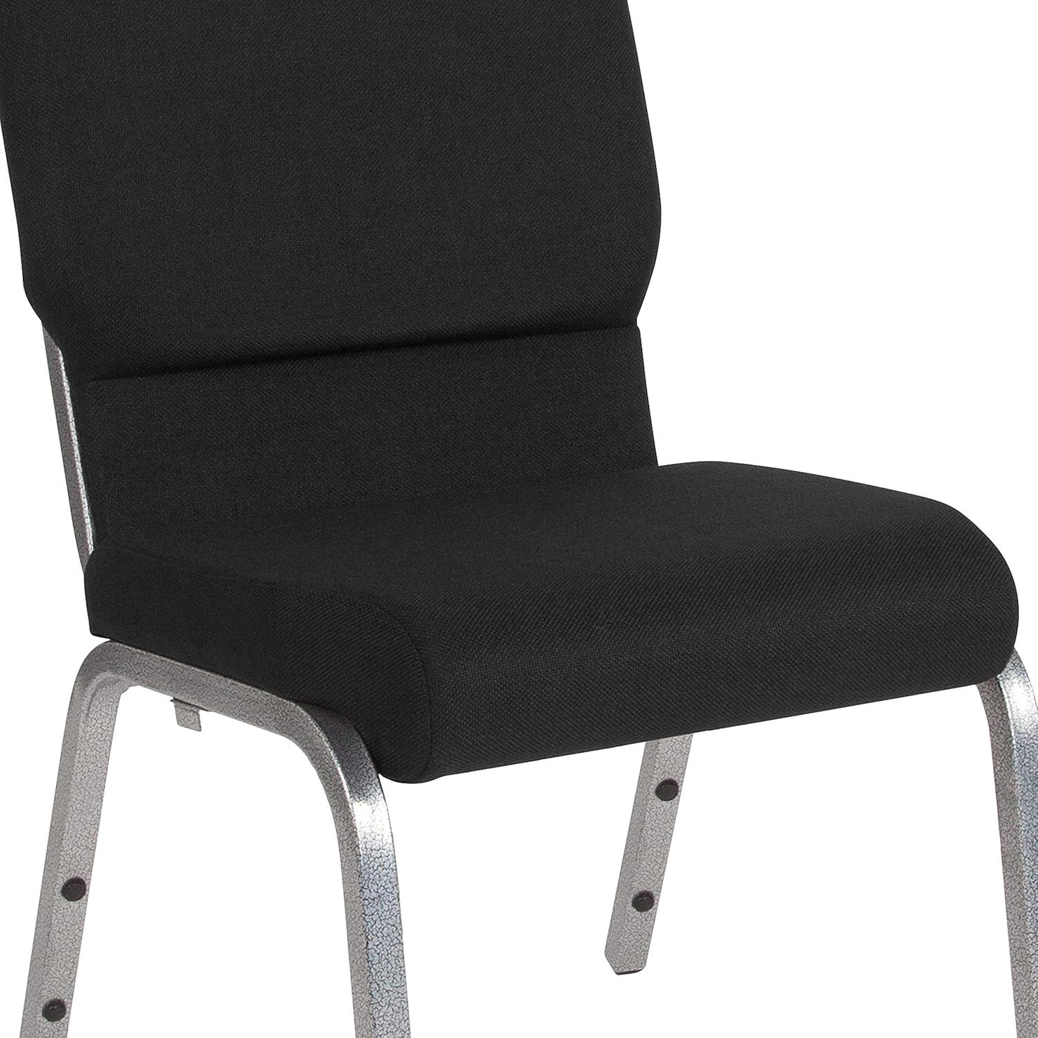 image:imageFlash Furniture 4 Pack HERCULES Series 185W Stacking Church Chair in Black Fabric Silver Vein FrameBlack FabricSilver Vein Frame
