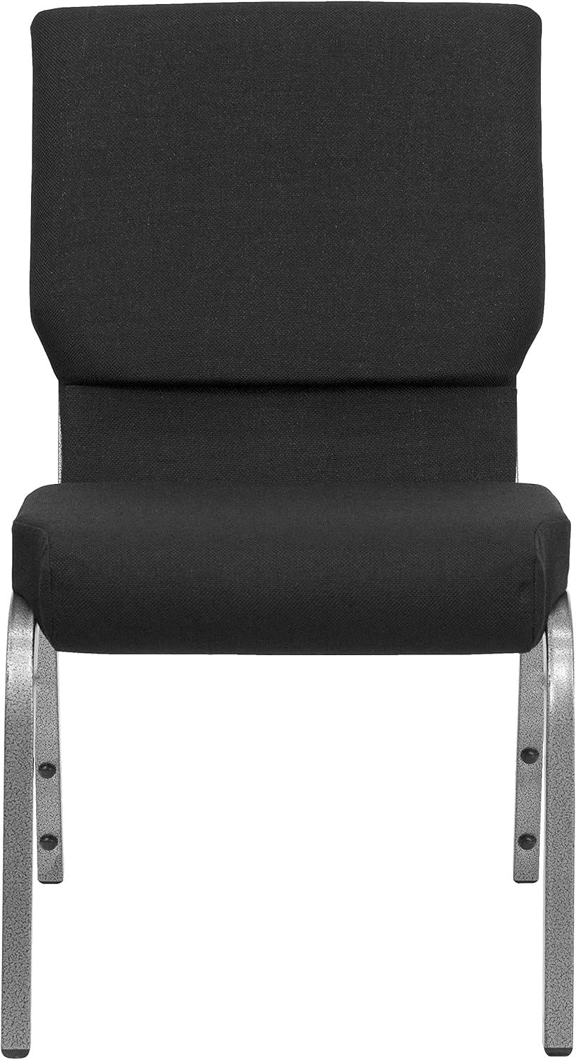 image:imageFlash Furniture 4 Pack HERCULES Series 185W Stacking Church Chair in Black Fabric Silver Vein FrameBlack FabricSilver Vein Frame