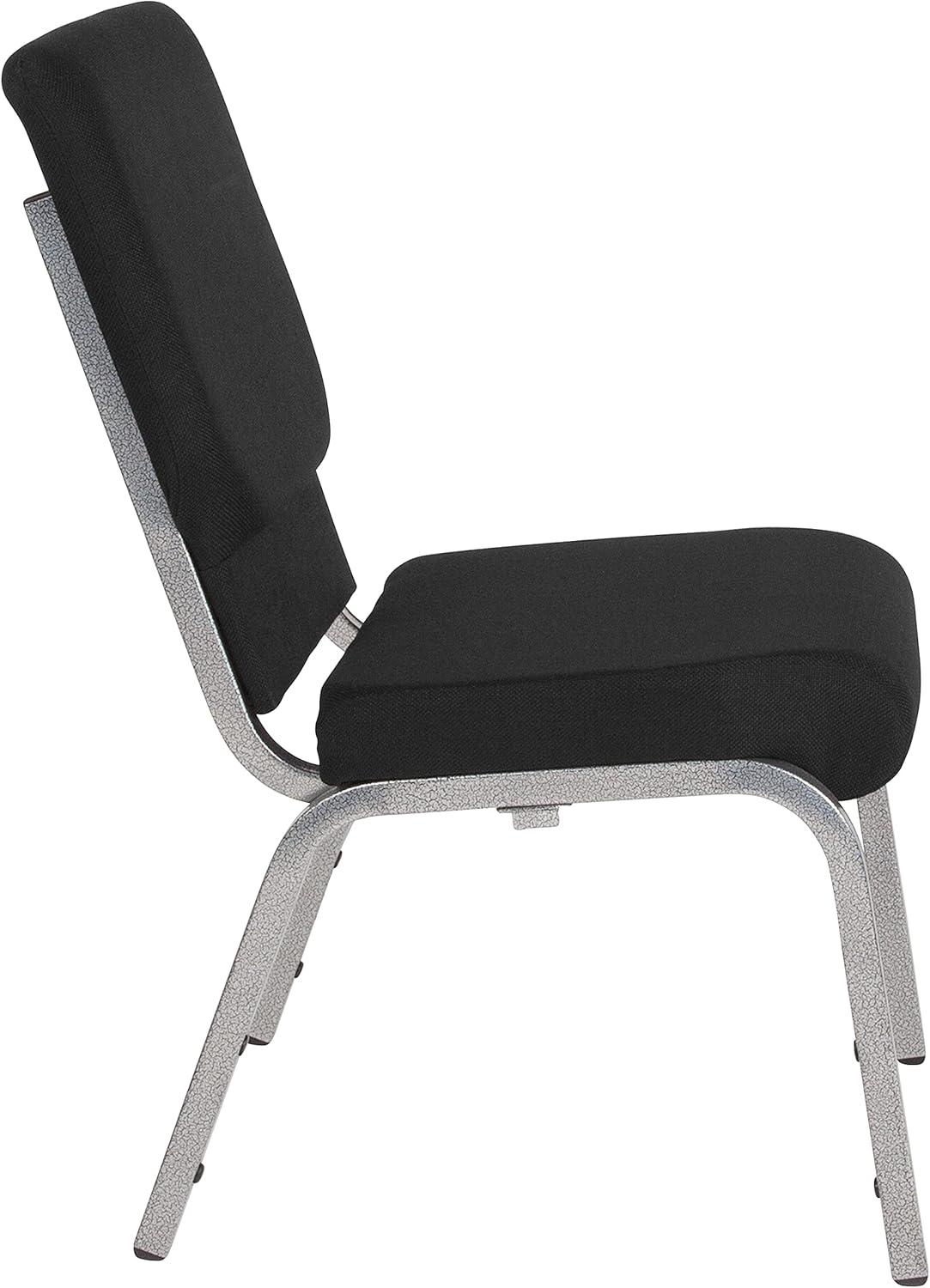 image:imageFlash Furniture 4 Pack HERCULES Series 185W Stacking Church Chair in Black Fabric Silver Vein FrameBlack FabricSilver Vein Frame