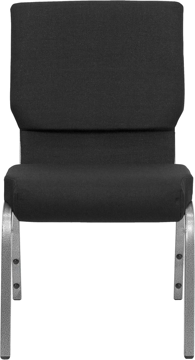 image:imageFlash Furniture 4 Pack HERCULES Series 185W Stacking Church Chair in Black Fabric Silver Vein FrameBlack FabricSilver Vein Frame
