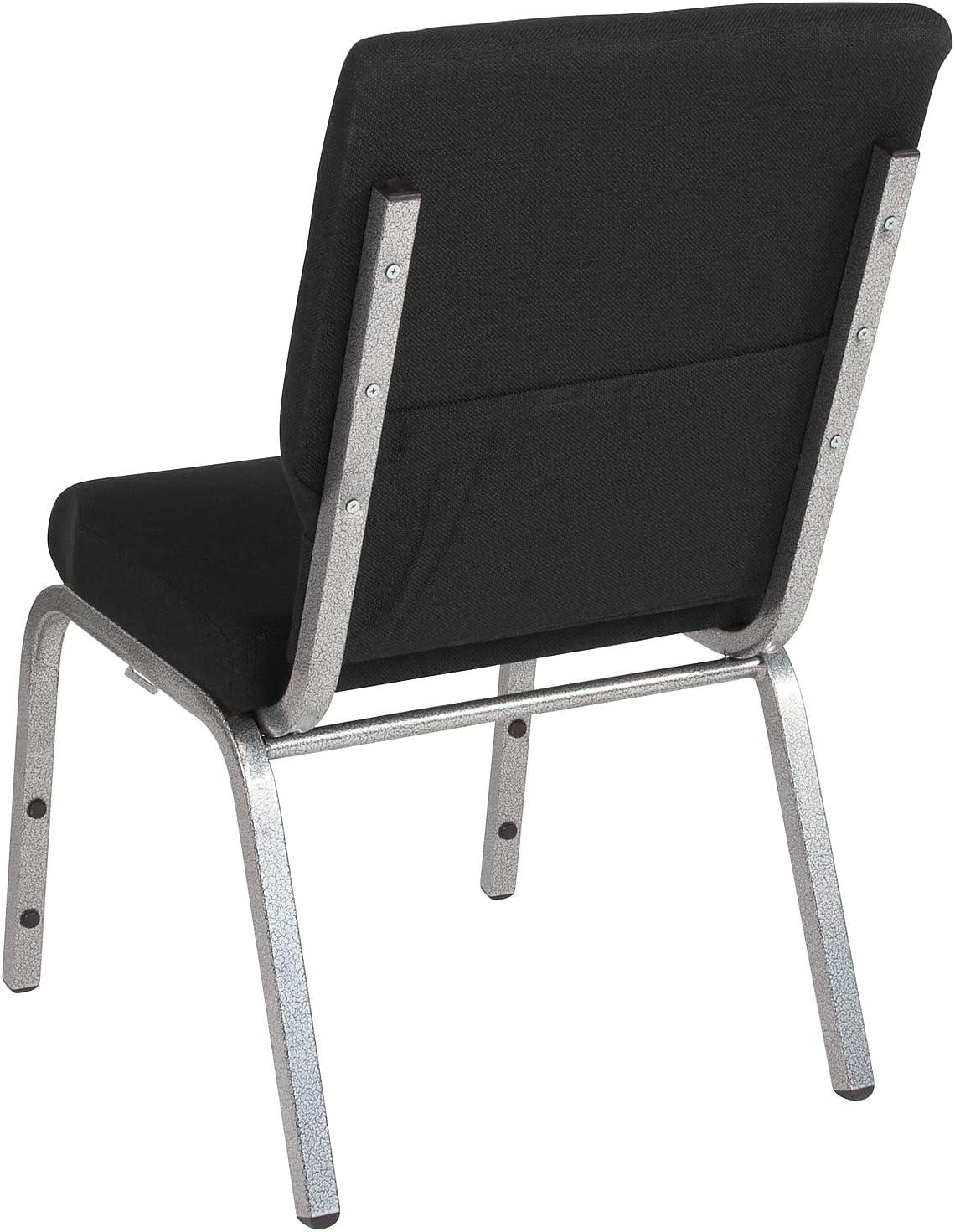 image:imageFlash Furniture 4 Pack HERCULES Series 185W Stacking Church Chair in Black Fabric Silver Vein FrameBlack FabricSilver Vein Frame